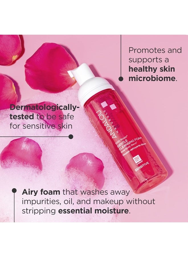 1000 ROSES Gentle Cleansing Foam Face Wash, Hydrating Foaming Facial Cleanser with Rosewater & Aloe for Women & Men, Non Toxic, Vegan