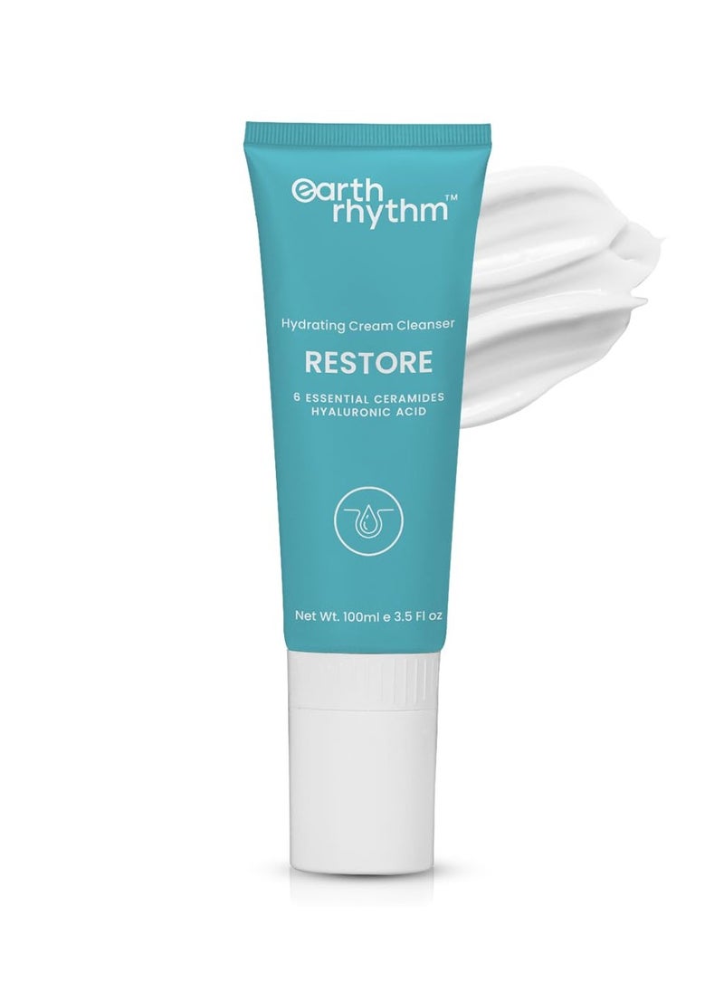Earth Rhythm Restore Face Wash with Ceramide & Hyaluronic acid | Hydrates Skin, Clean Dirt & Makeup | for Dry Skin & Sensitive Skin | Men & Women - 100gm