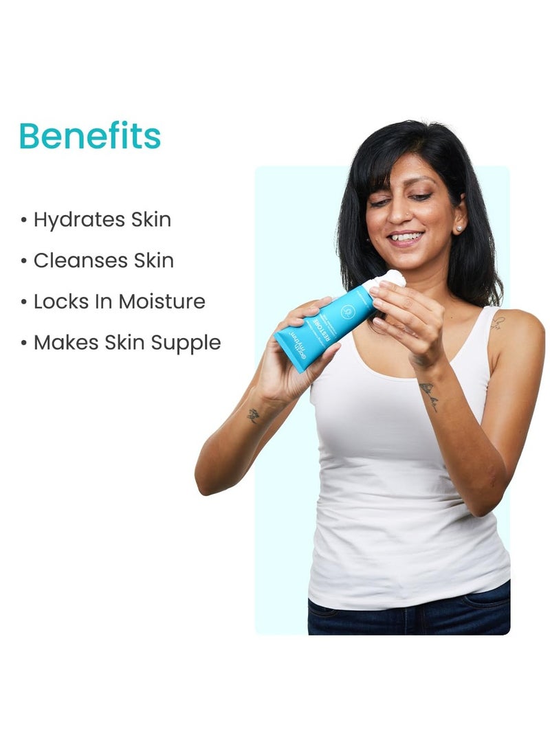 Earth Rhythm Restore Face Wash with Ceramide & Hyaluronic acid | Hydrates Skin, Clean Dirt & Makeup | for Dry Skin & Sensitive Skin | Men & Women - 100gm