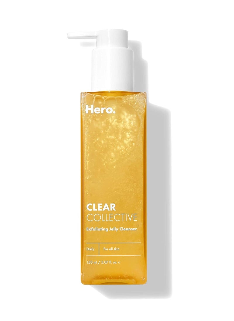 Hero Cosmetics Clear Collective Exfoliating Jelly Cleanser - Gentle Daily Foam Facial Cleanser, Removes Oil and Dead Skin, Fragrance and Paraben Free (5.07 fl oz)