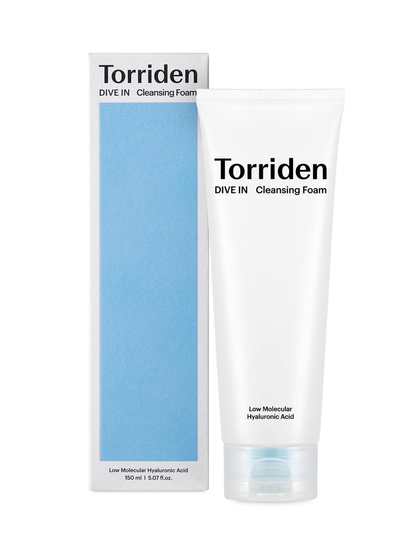Torriden DIVE IN Cleansing Foam Face Wash 150ml (5.07 fl.oz.) | Hydrating Daily Facial Cleanser for All and Sensitive Skin | Hyaluronic Acid, Panthenol, Allantoin