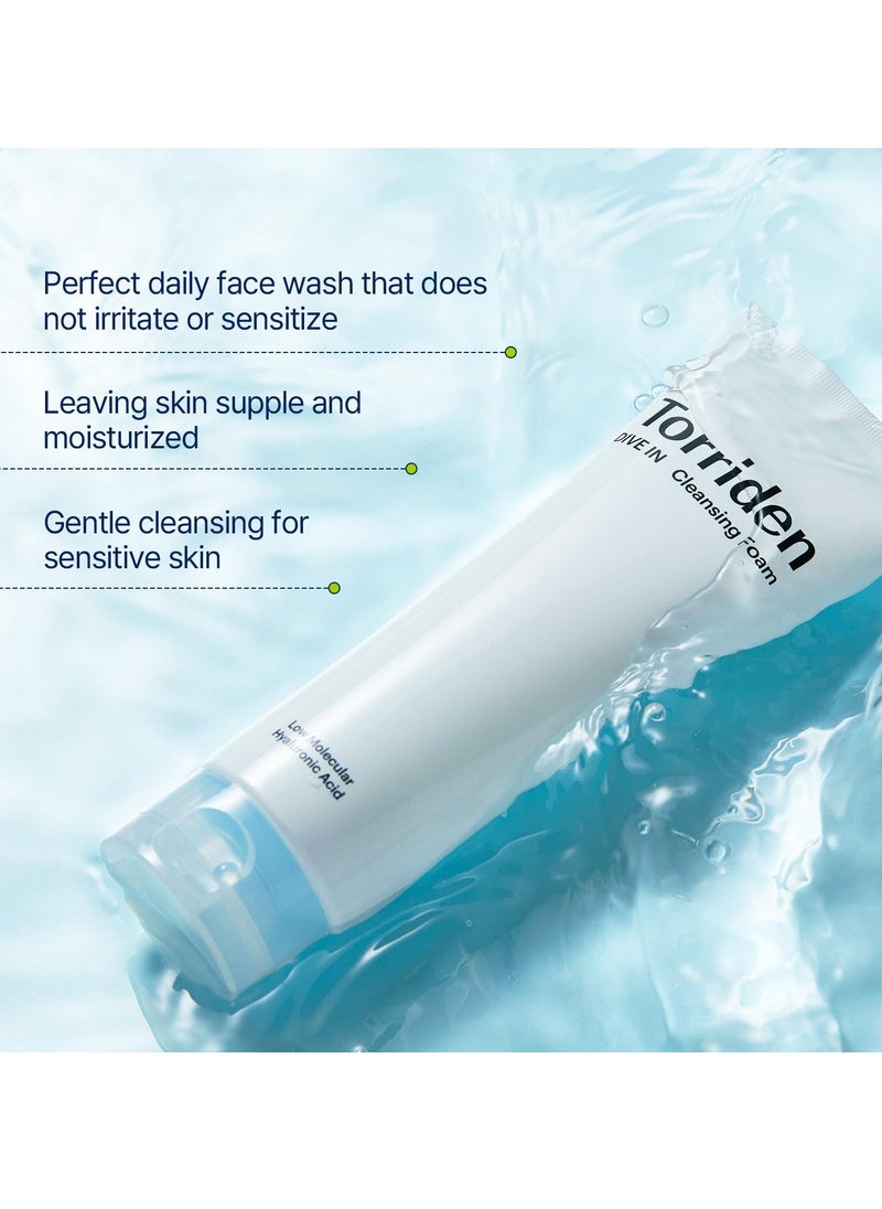 Torriden DIVE IN Cleansing Foam Face Wash 150ml (5.07 fl.oz.) | Hydrating Daily Facial Cleanser for All and Sensitive Skin | Hyaluronic Acid, Panthenol, Allantoin