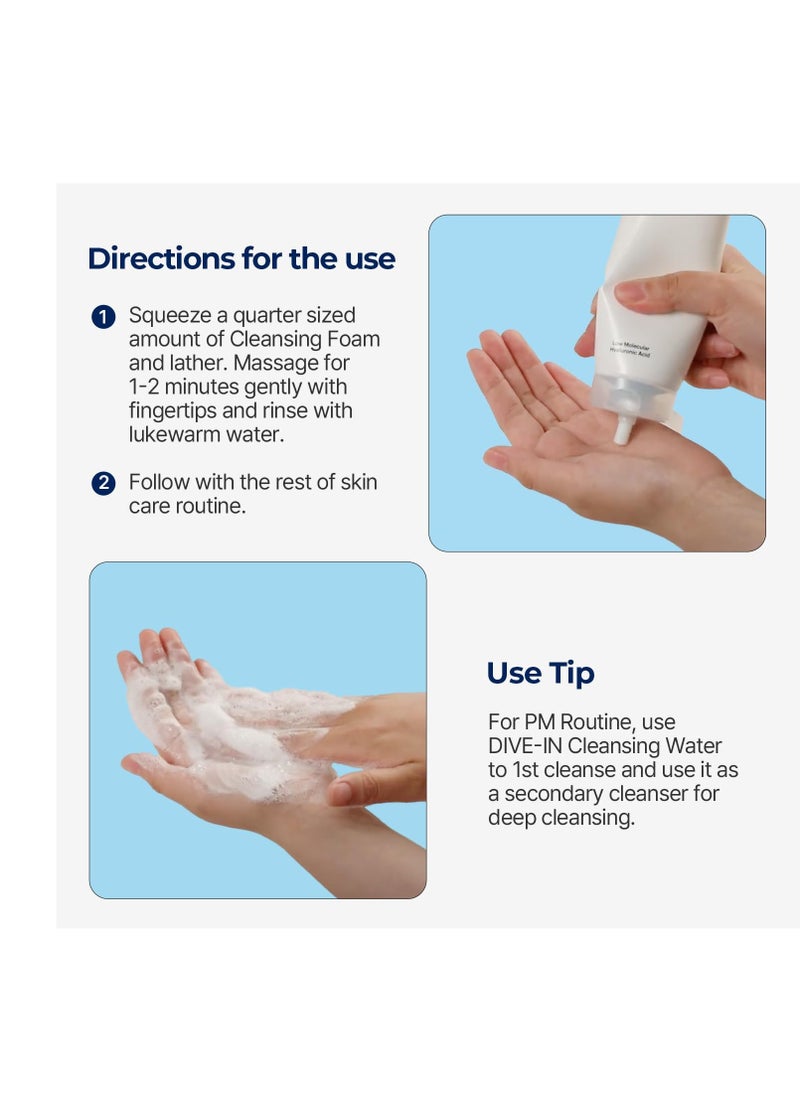 Torriden DIVE IN Cleansing Foam Face Wash 150ml (5.07 fl.oz.) | Hydrating Daily Facial Cleanser for All and Sensitive Skin | Hyaluronic Acid, Panthenol, Allantoin