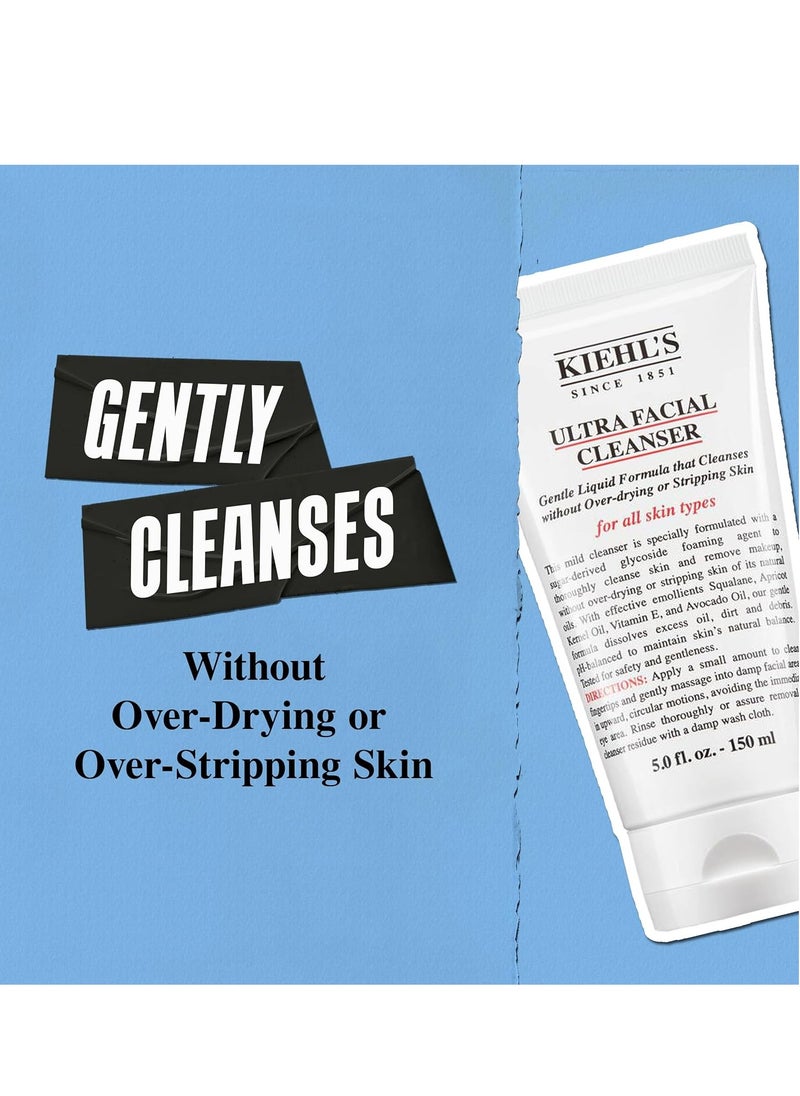 Kiehl's Ultra Facial Cleanser, Lightweight Foamy Facial Cleanser, Enriched Formula that Replenishes Skin Barrier, Gently Exfoliates and Moisturizes, Suitable for All Skin Types, Paraben Free