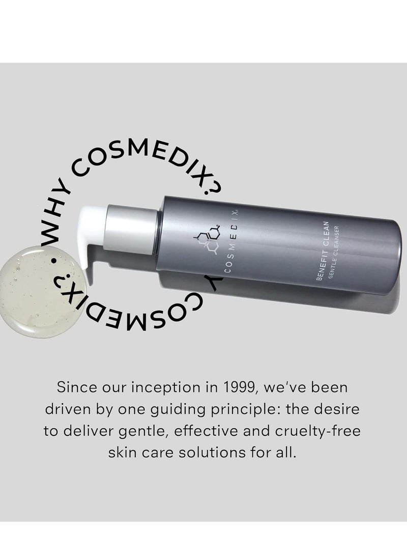 COSMEDIX Hydrating Face Wash for Women & Men, Benefit Clean Gentle Cleanser Gel - Moisturizing Face Cleanser & Pore Minimizer For All Skin Types - Facial Cleanser Makeup Remover for Glowing Skin