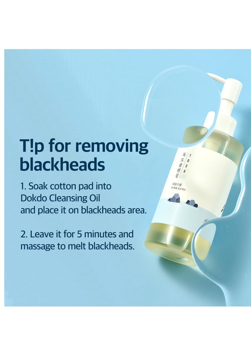 ROUND LAB 1025 Dokdo Cleansing Oil 6.76 Fl Oz, Lightweight Oil Cleanser for Face, Makeup Remover for Sensitive Skin, Blackhead and Pore Cleansing, Easy to Wash Off, No Oily Residue, Korean Skin Care