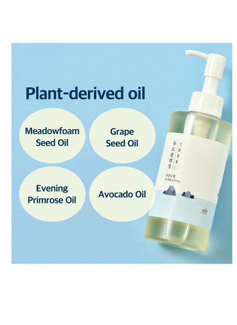 ROUND LAB 1025 Dokdo Cleansing Oil 6.76 Fl Oz, Lightweight Oil Cleanser for Face, Makeup Remover for Sensitive Skin, Blackhead and Pore Cleansing, Easy to Wash Off, No Oily Residue, Korean Skin Care