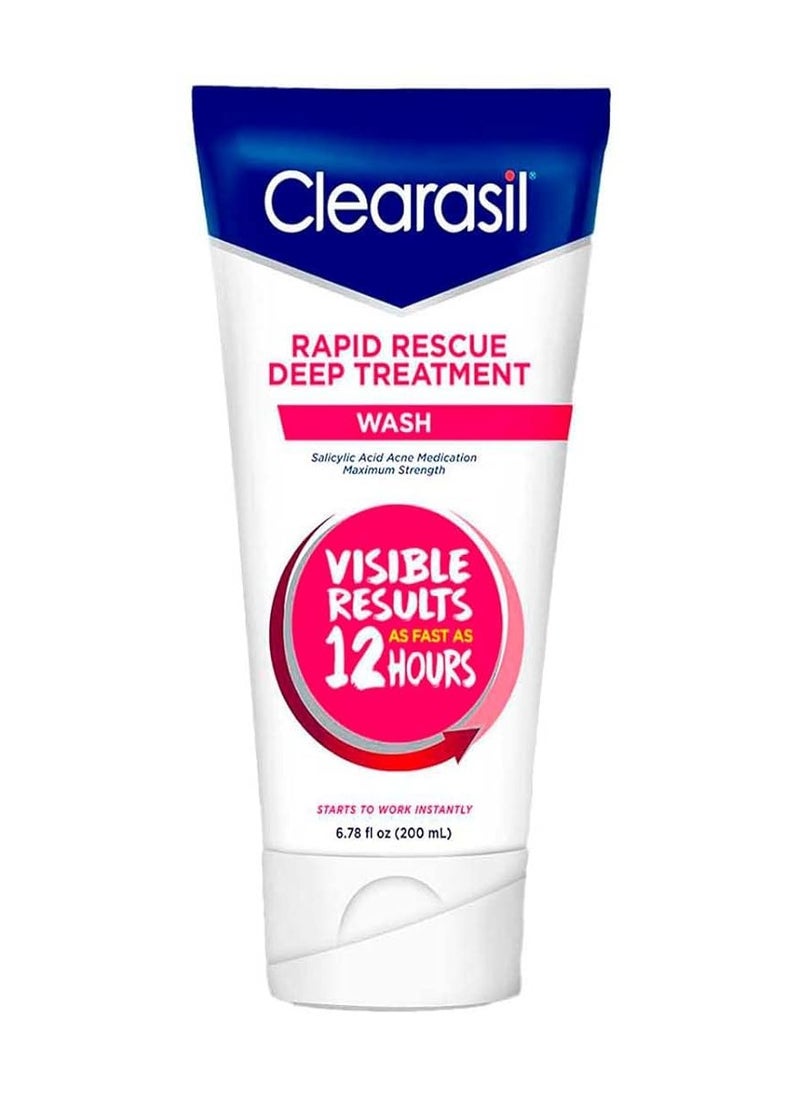 Clearasil Rapid Rescue Deep Treatment Acne Face Wash, Maximum Strenght with 2% Salicylic Acid Acne Medication, Acne Facial Cleanser, 6.78 fl oz