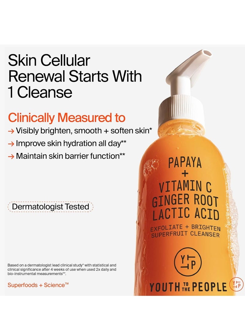 Youth To The People Superfruit Gentle Exfoliating Facial Cleanser (5 fl oz), Papaya and Vitamin C Face Wash, Exfoliate + Brighten, Radiant + Glowing Skin, Energizing Scent, Vegan