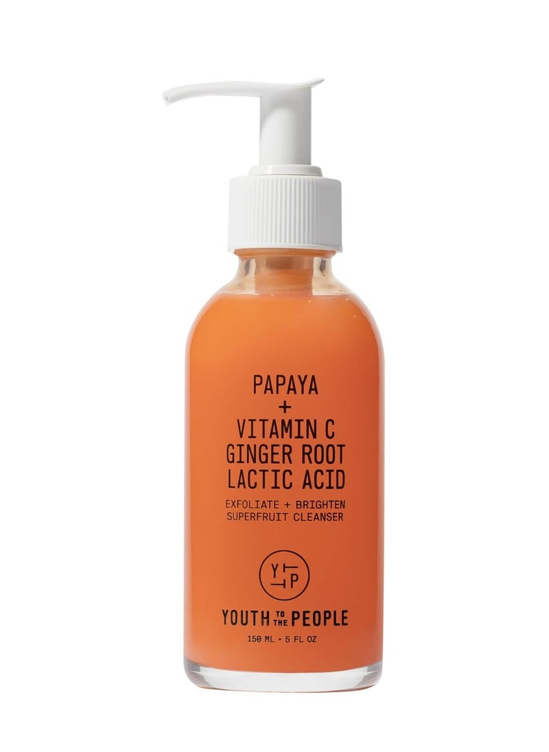 Youth To The People Superfruit Gentle Exfoliating Facial Cleanser (5 fl oz), Papaya and Vitamin C Face Wash, Exfoliate + Brighten, Radiant + Glowing Skin, Energizing Scent, Vegan