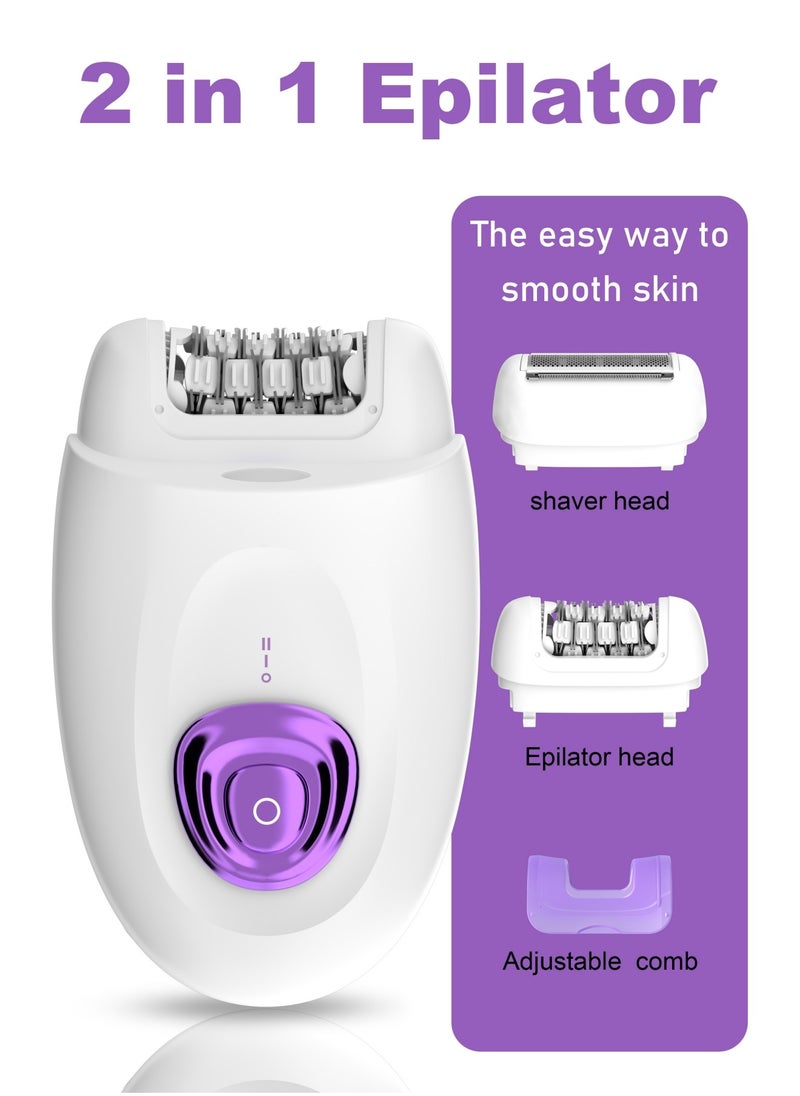 2 in 1 Epilator & Shaver for Women - Hair Removal Products with Rechargeable Battery, Adjustable Comb