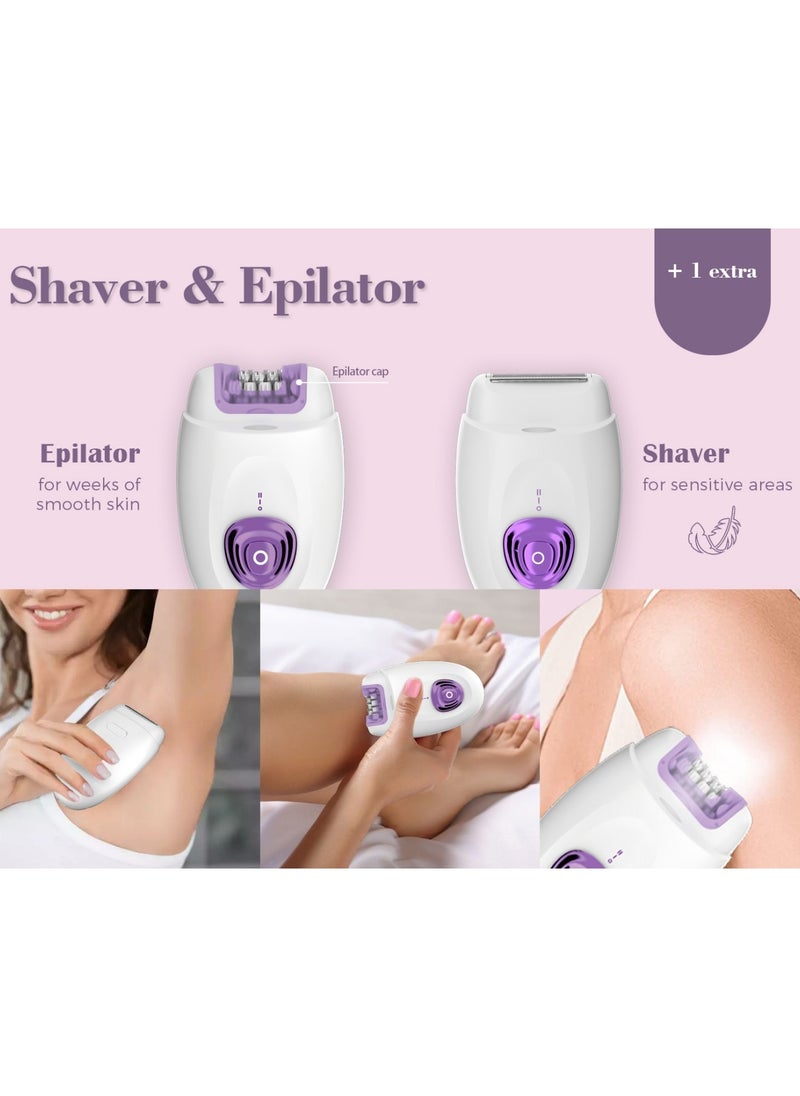 2 in 1 Epilator & Shaver for Women - Hair Removal Products with Rechargeable Battery, Adjustable Comb