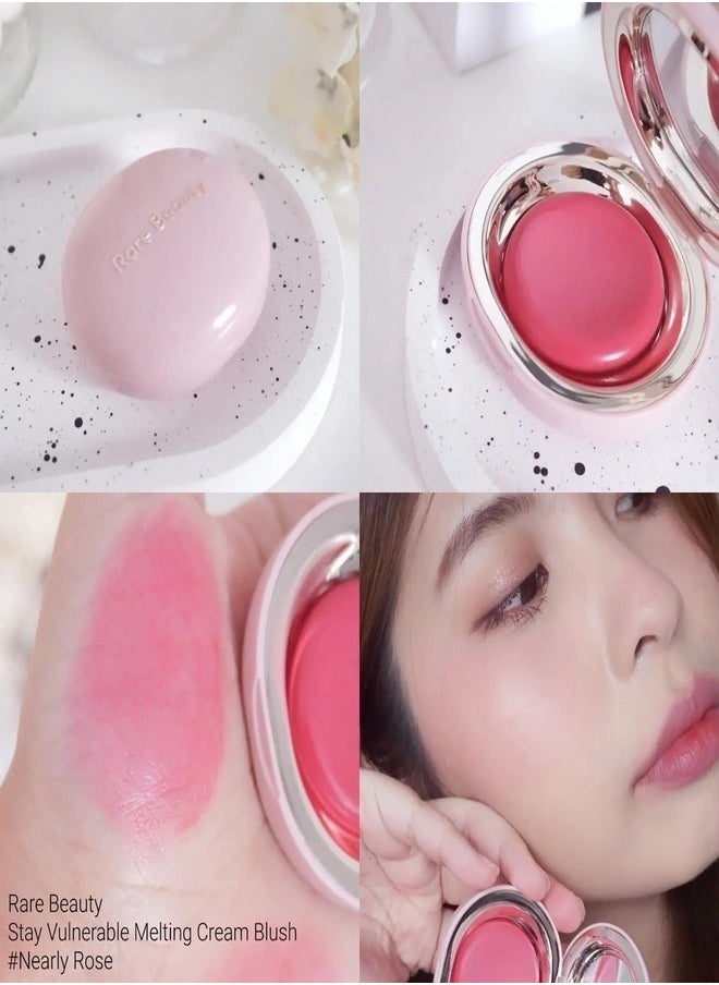 Rare Beauty Stay Vulnerable Melting Blush – Nearly Rose - True Pink (5g) | Lightweight, Cream-to-Powder, Natural Flush, Hydrating & Long-Lasting