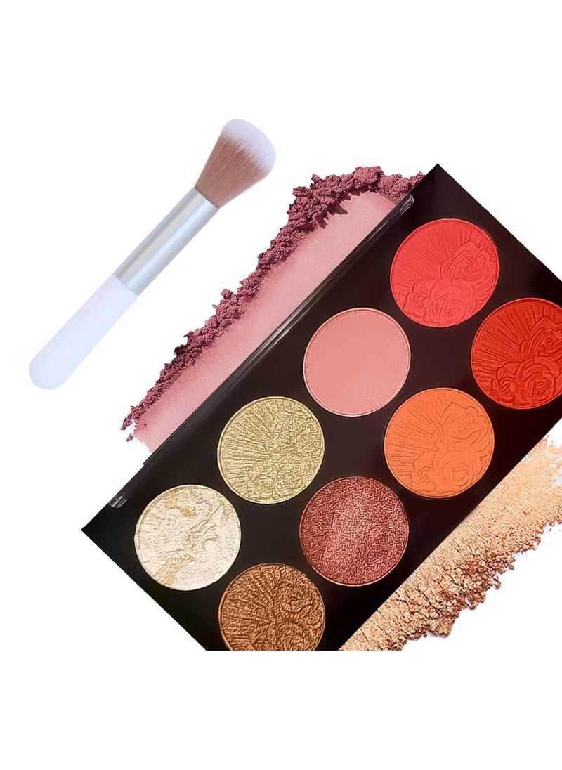 Powder Blush Palette, 8 Colour Blushers for Cheeks Make Up Palette Face Makeup Contour Palette Long