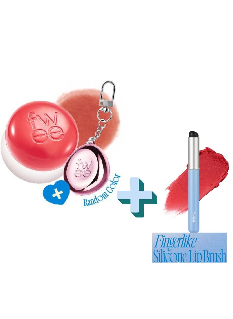 FWEE Lip & Cheek Blurry Pudding Pot CR04 Seventeen 5g and Fwee Fingerlike Silicone Lip Brush