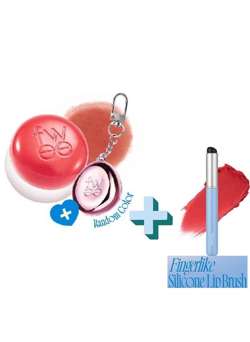FWEE Lip & Cheek Blurry Pudding Pot CR01 Dear 5g and Fwee Fingerlike Silicone Lip Brush