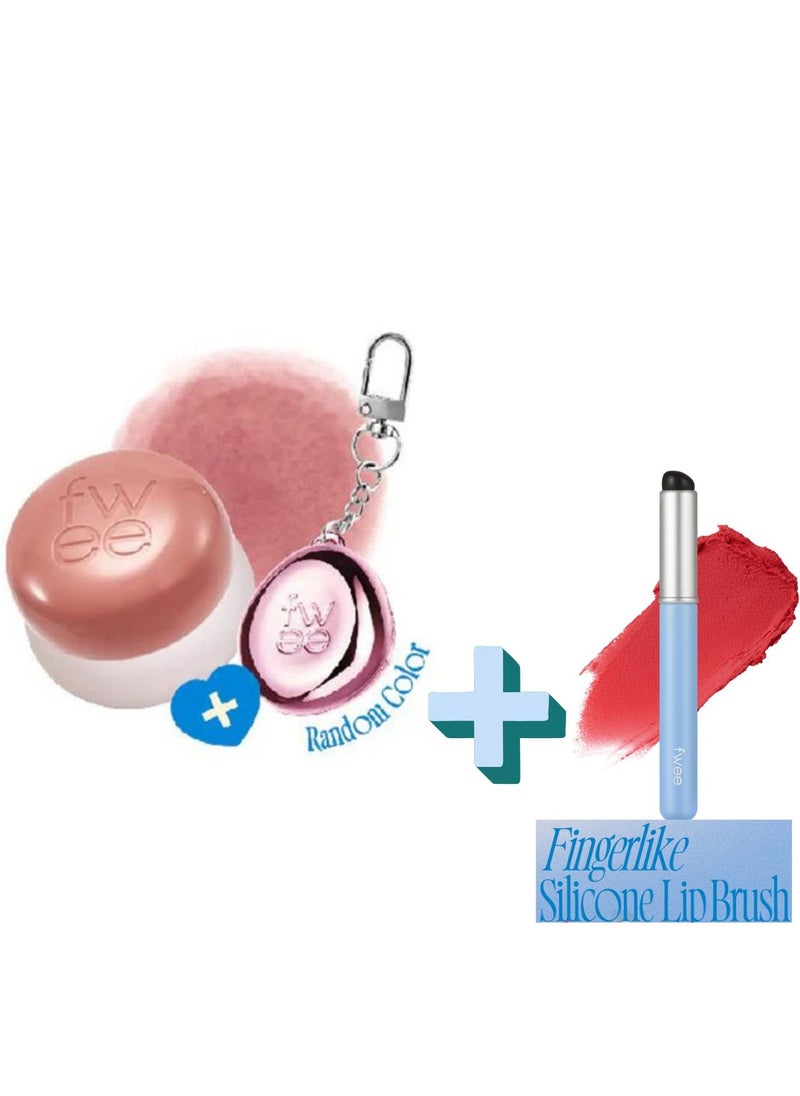 FWEE Lip & Cheek Blurry Pudding Pot RS03 Faded 5g and Fwee Fingerlike Silicone Lip Brush