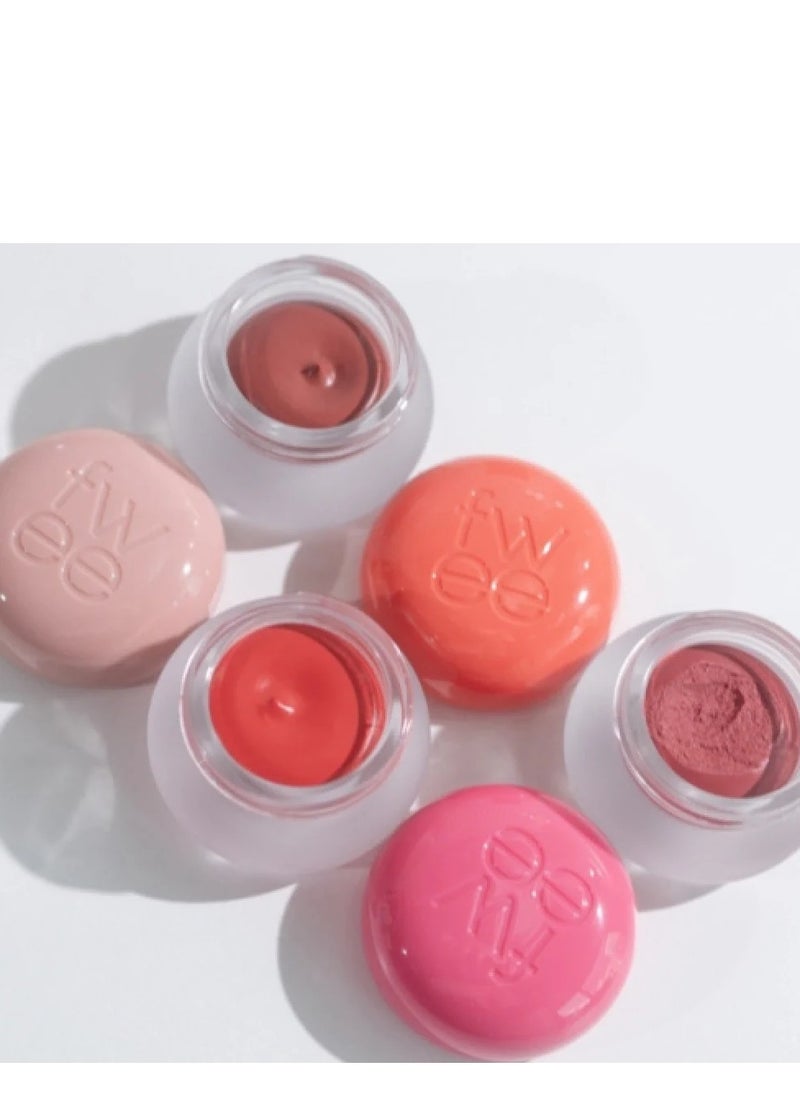 FWEE Lip & Cheek Blurry Pudding Pot RS03 Faded 5g and Fwee Fingerlike Silicone Lip Brush