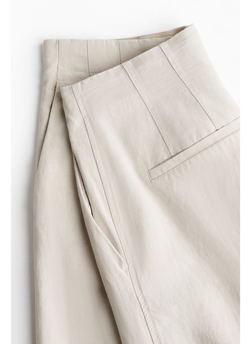Wide Linen-Blend Trousers