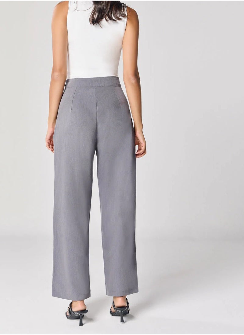 Grey Flared Formal Pant