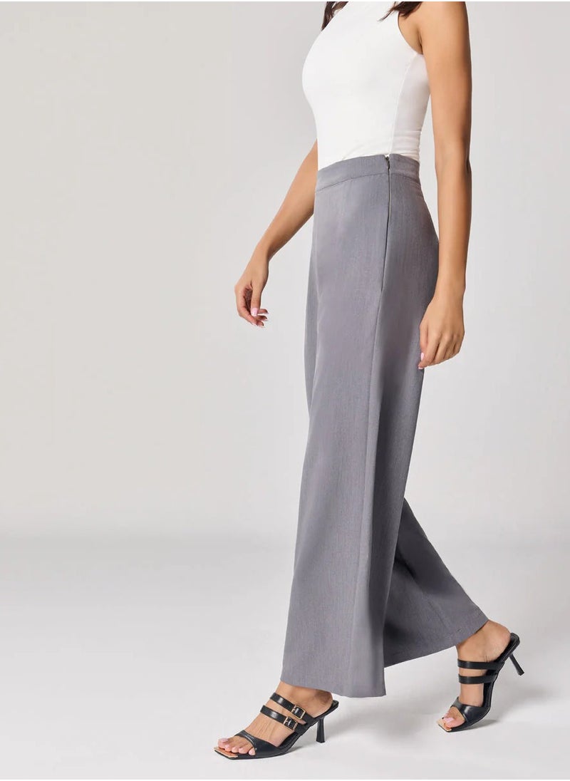 Grey Flared Formal Pant