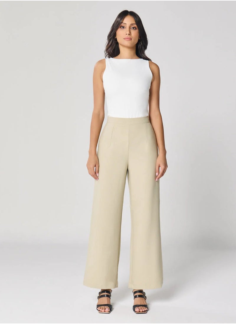 Light Beige Flared Formal Trouser