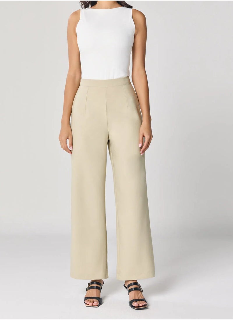 Light Beige Flared Formal Trouser