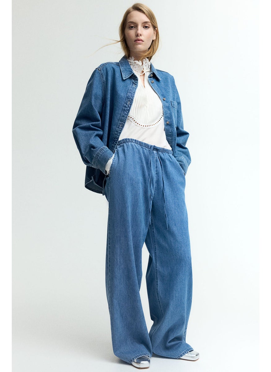 FEATHER SOFT DENIM DRAWSTRING TROUSERS