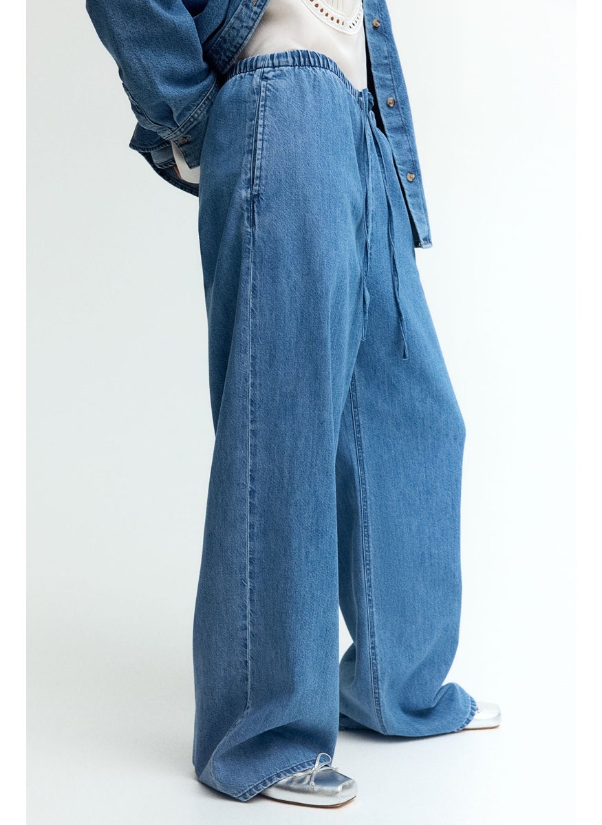 FEATHER SOFT DENIM DRAWSTRING TROUSERS