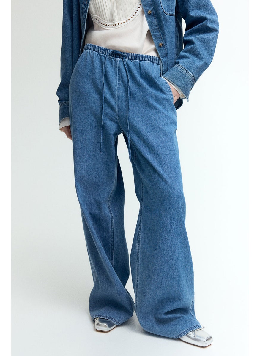 FEATHER SOFT DENIM DRAWSTRING TROUSERS