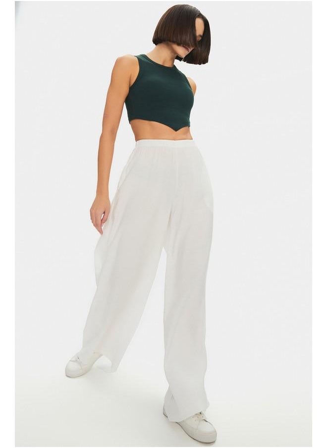 June Elastic Waist Flowy Trouser White