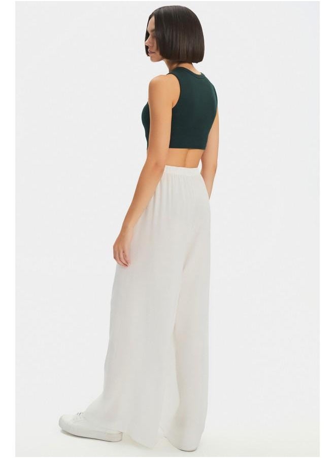 June Elastic Waist Flowy Trouser White