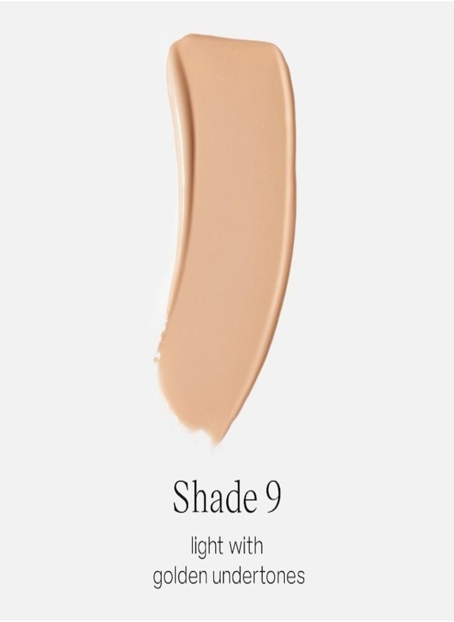 SAIE  Glowy Super Skin Tint Foundation with Hyaluronic Acid , 9 Light Golden Undertones 30ml - Lightweight, Hydrating Coverage