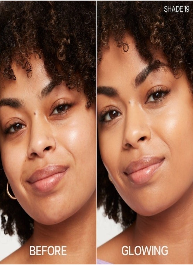 SAIE   Glowy Super Skin Tint Foundation with Hyaluronic Acid ,19 Medium/Tan Golden Undertones 30ml - Lightweight, Hydrating Coverage