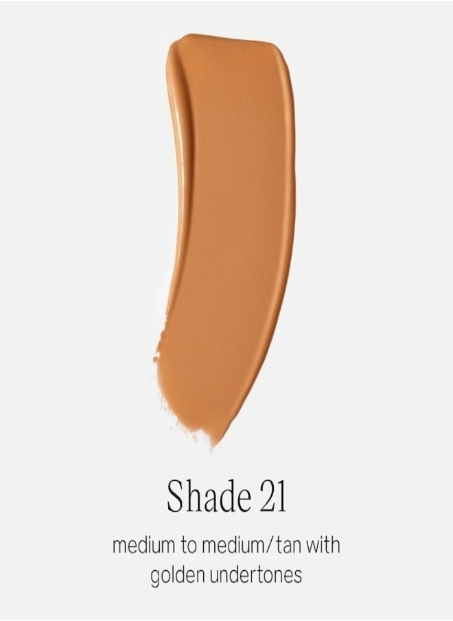 SAIE   Glowy Super Skin Tint Foundation with Hyaluronic Acid ,21 Medium/Tan Golden Undertones 30ml - Lightweight, Hydrating Coverage