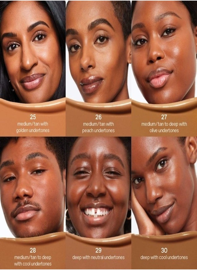 SAIE   Glowy  Super Skin Tint Foundation with Hyaluronic Acid , 27 Medium/Tan Deep Olive Undertones  30ml - Lightweight, Hydrating Coverage