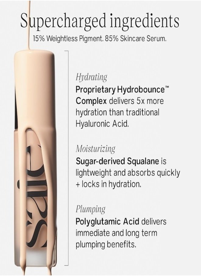 SAIE   Glowy Super Skin Tint Foundation with Hyaluronic Acid , 25 Medium/Tan Golden Undertones 30ml - Lightweight, Hydrating Coverage