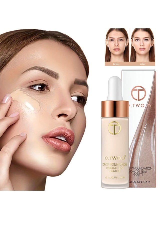 Face Base Whitening Oil-Control Dropper Liquid Foundation 01 Beige-15ml
