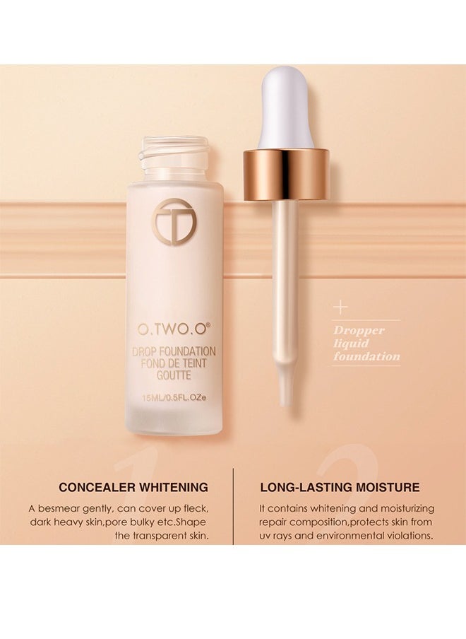Face Base Whitening Oil-Control Dropper Liquid Foundation 01 Beige-15ml