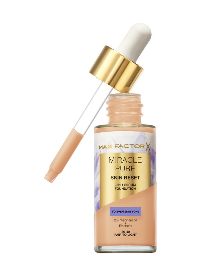 Miracle Pure 2in1 Skin Reset Serum Foundation - 30-40 - Fair to Light, 30ml