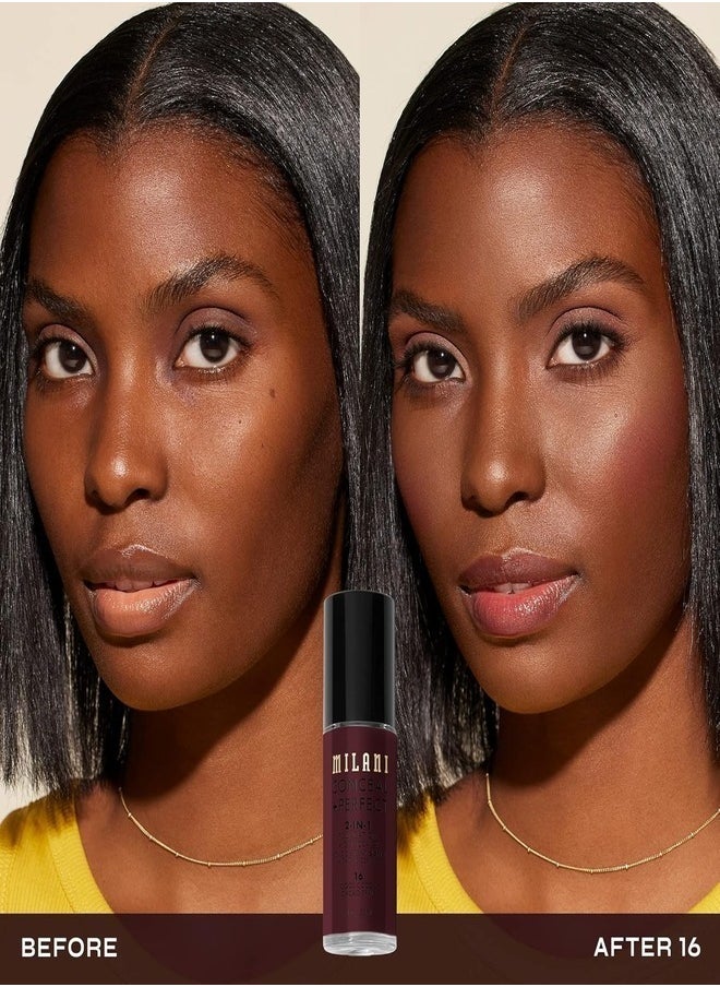 Milani Cosmetics Conceal + Perfect 2-In-1 Foundation + Concealer 16 Cool 30ml – Full Coverage, Lightweight, Long-Lasting, Water-Resistant, Oil-Free, Vegan & Cruelty-Free