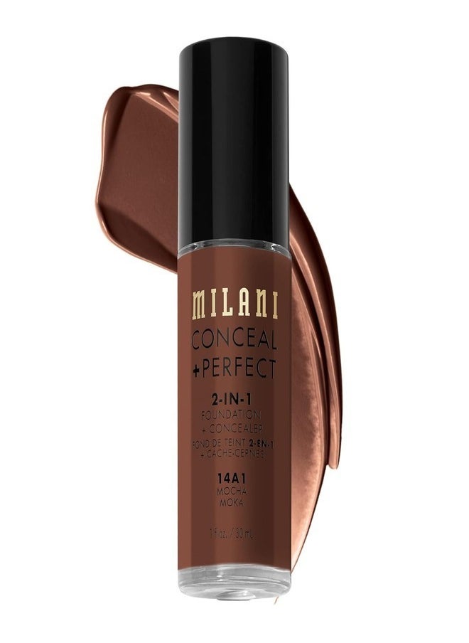 Milani Cosmetics Conceal + Perfect 2-In-1 Foundation + Concealer 14AI Mocha Moka 30ml – Full Coverage, Lightweight, Long-Lasting, Water-Resistant, Oil-Free, Vegan & Cruelty-Free