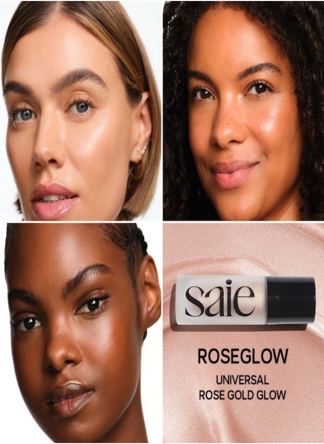 Saie Glowy Super Gel - Lightweight Dewy Multipurpose Illuminator ,  Roseglow - universal rose gold glow -  30ml