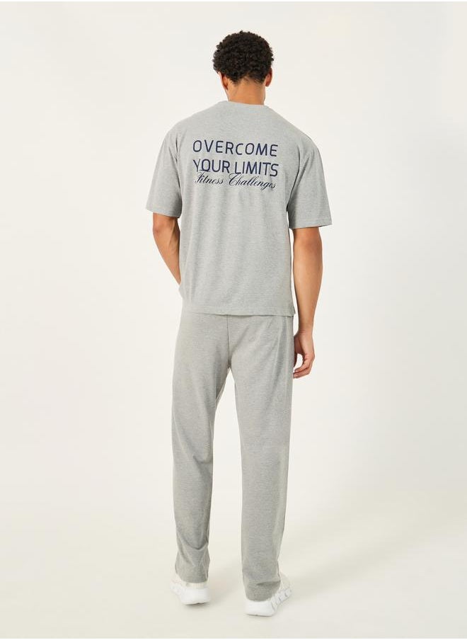Oversized T-Shirt and Slogan Print Joggers Training Set