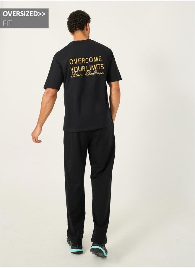 Oversized T-Shirt and Slogan Print Joggers Training Set