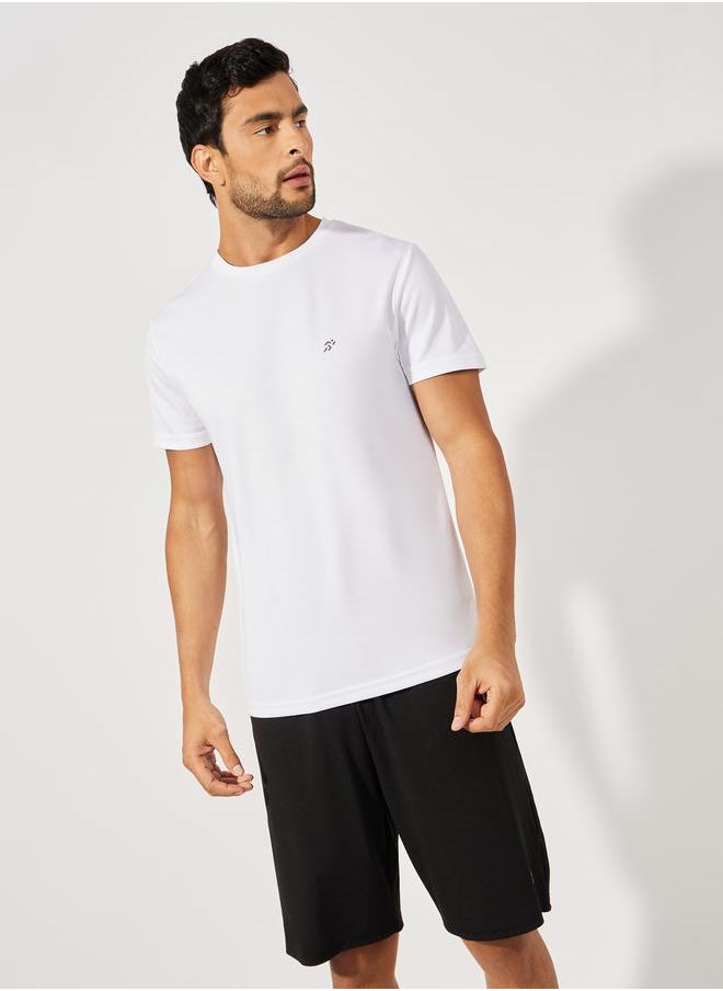 Textured T-Shirt & Shorts Sports Fitness Suit Set