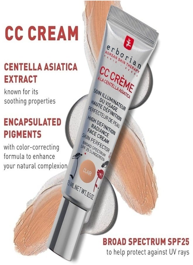 ERBORIAN CC Cream SPF 25, Clair - Lightweight Coverage & Sun Protection 15ml