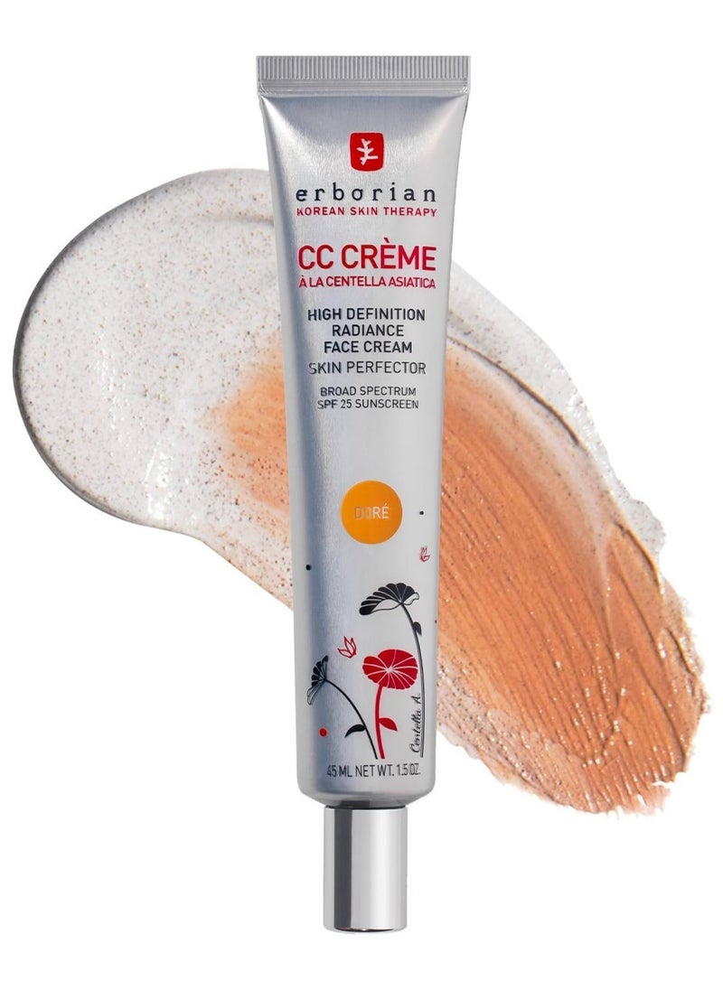 Erborian Color Correcting CC Cream with Centella Asiatica SPF 25, Dore - Lightweight Coverage & Sun Protection (45ml)