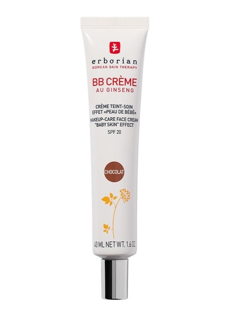 ERBORIAN BB Cream Au Ginseng SPF 20, Chocolat – Perfect Skin Coverage and Sun Protection 40ml