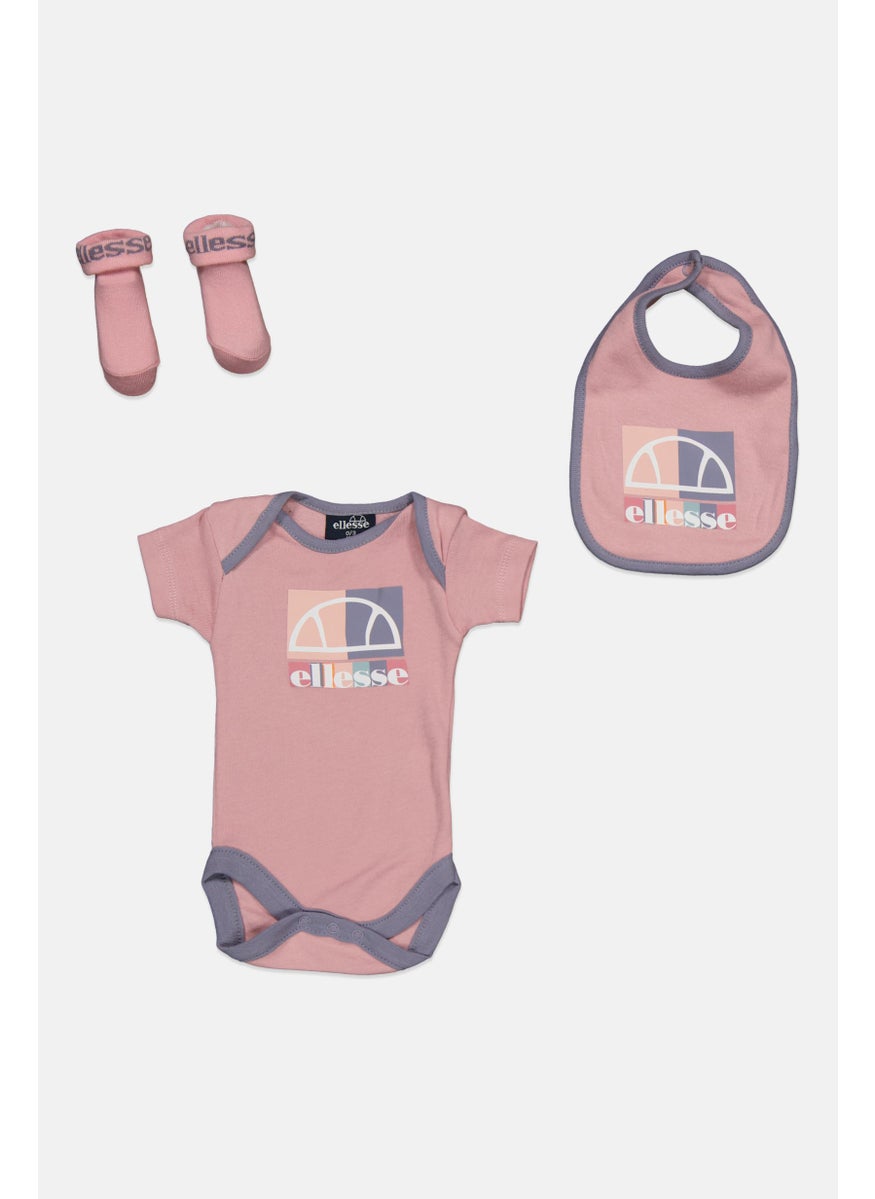 Toddlers Girl 3 Pieces Bodysuit Set, Pink